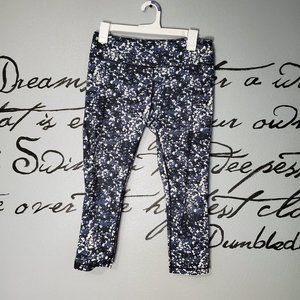 Zella Cropped Leggings Black, Gray and White Splatter Design, M